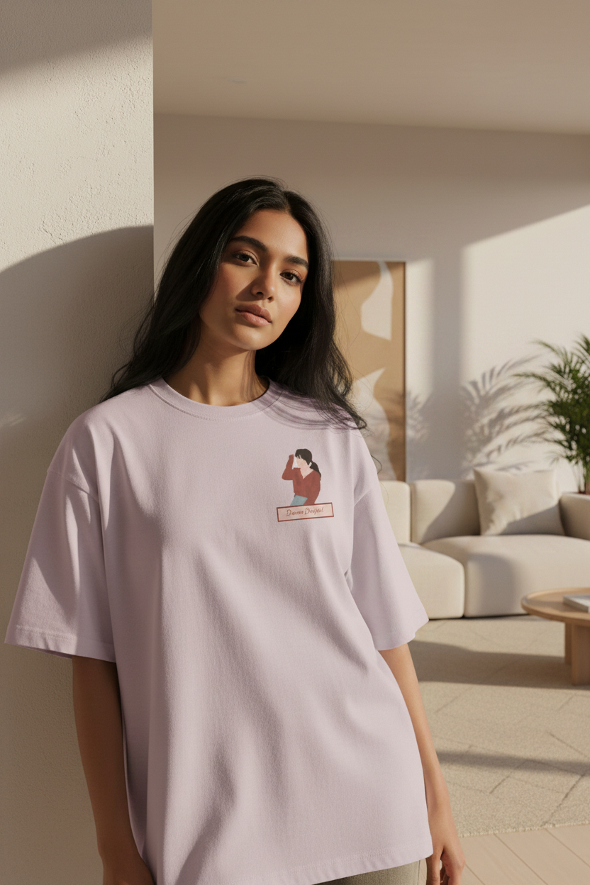 Lavender Oversized Terry Tee - Sitting