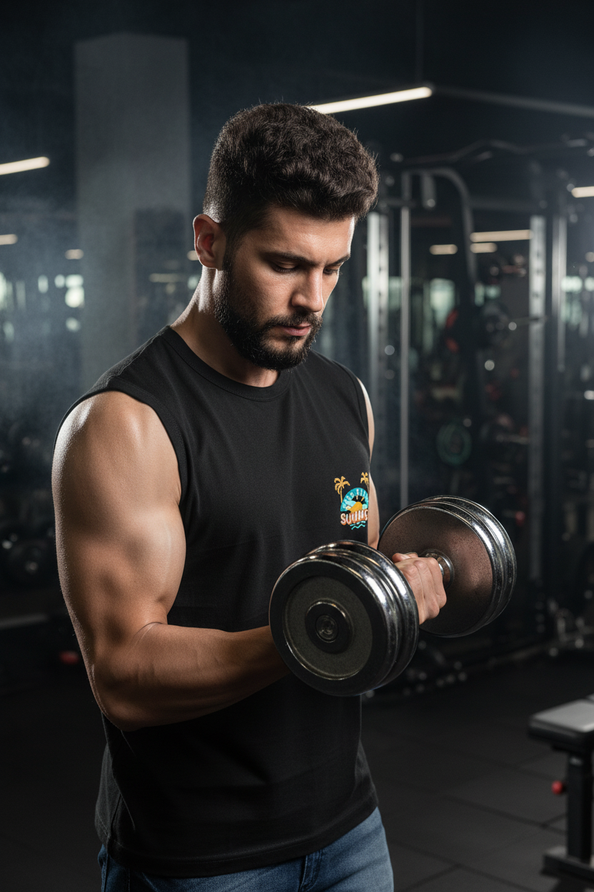 Black Sleeveless Tee - Gym Workout