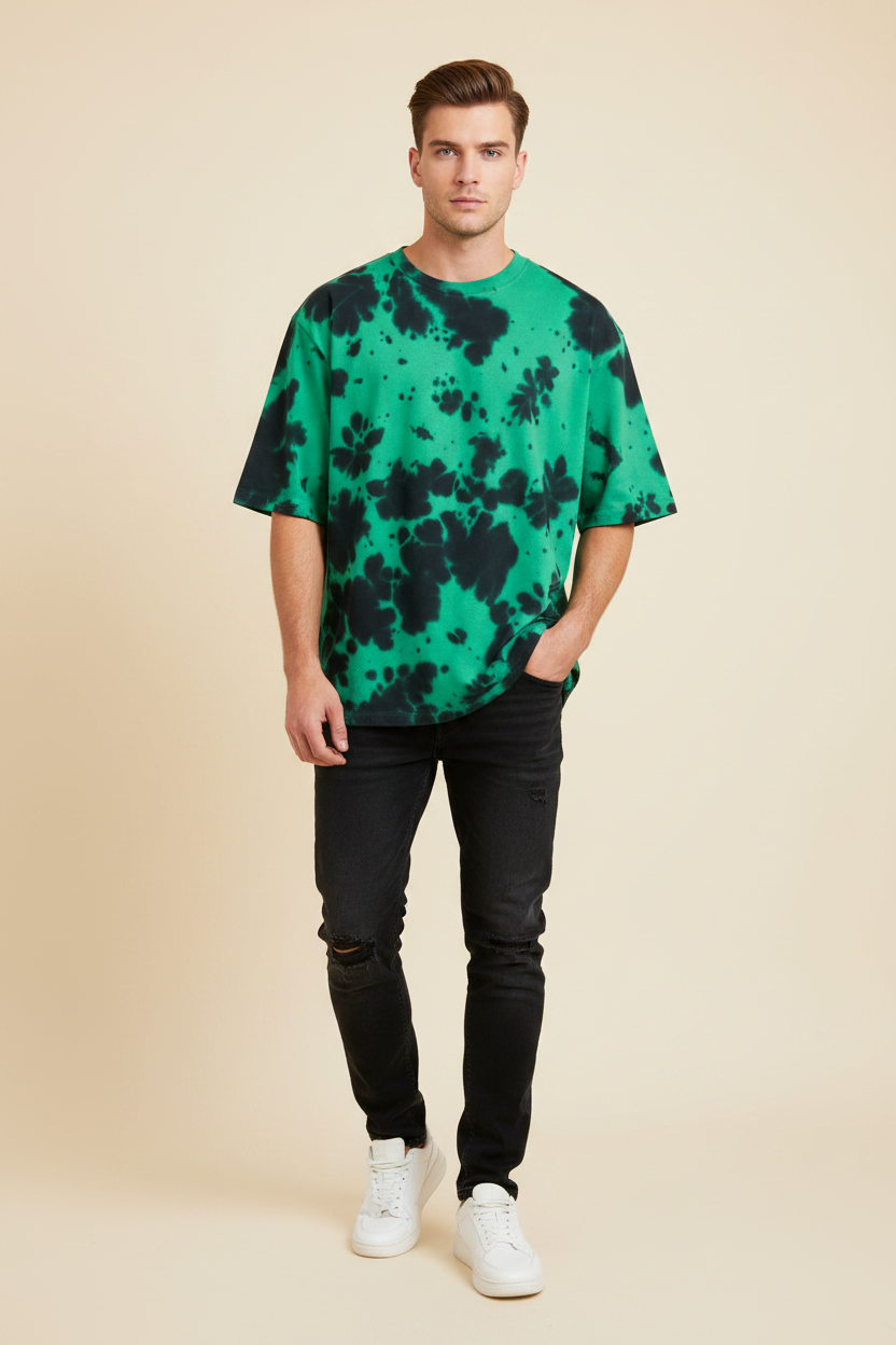Green Black - Cream Background