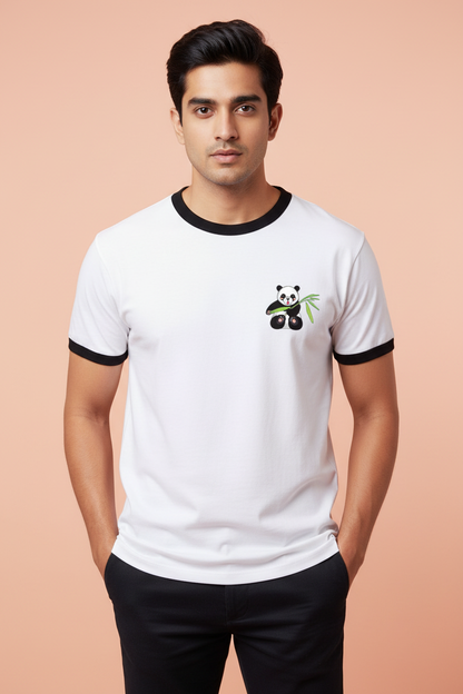 White Black Ringer T-Shirt - Men's Front