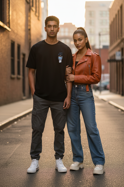 Black Stretch Tee - Couple Urban Street Style
