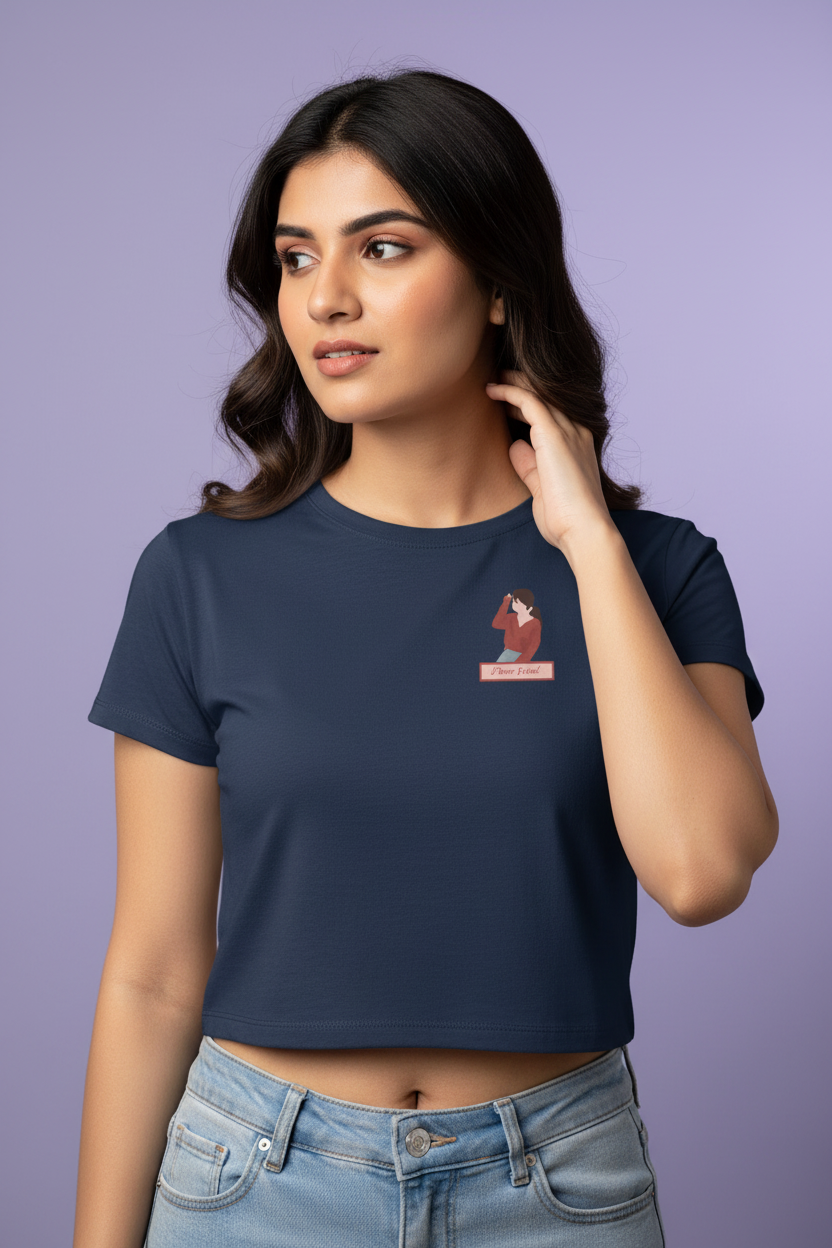 Navy Blue Baby Tee - Luxury Fashion Editorial